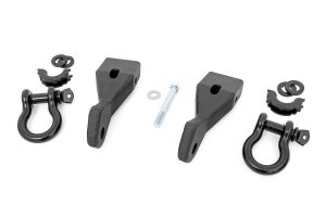 GMC Sierra 1500 Tow Hook to Shackle Conversion Kit - Front - Rough Country - D-Ring Combo - Black - '07-'13